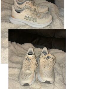 Hoka Cream Athletic Sneakers